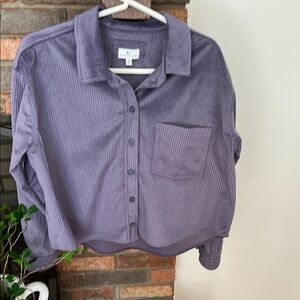 Purple Corduroy Button-Up Shirt